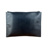 Yves Saint Laurent Black Leather Logo Zipped Tablet Pouch Clutch