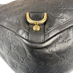 Gucci Black Leather GG Supreme D-Ring Abbey Tote