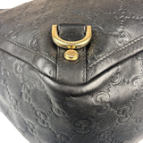 Gucci Black Leather GG Supreme D-Ring Abbey Tote