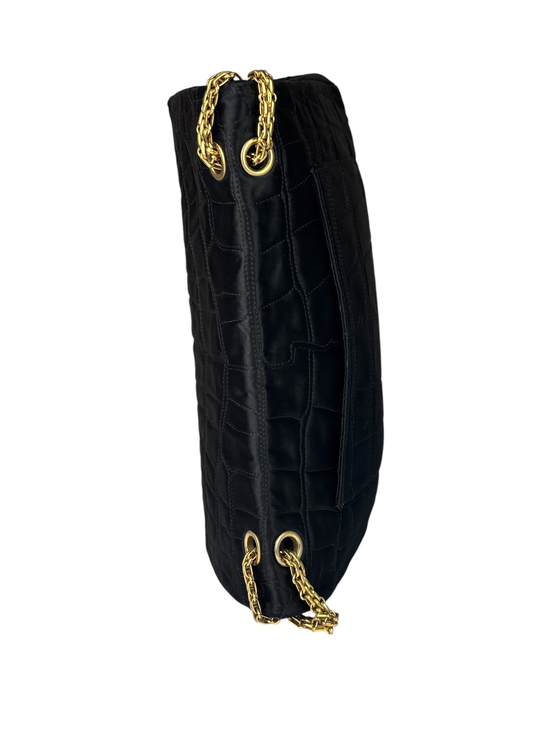 Chanel Black Matelasse Silk Double Flap Bag 2006