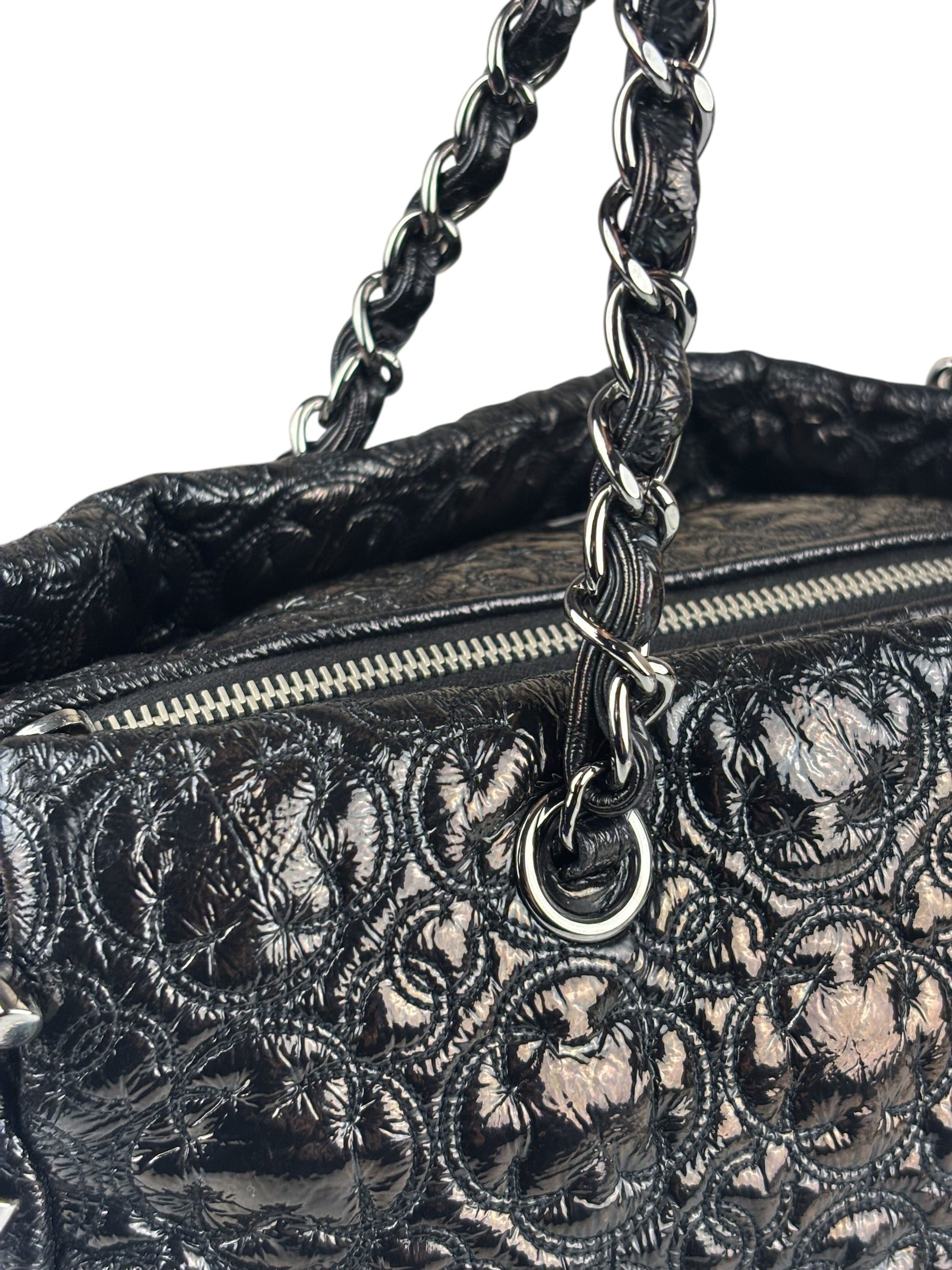 Chanel Black Leather Rock In Moscow Patent Chain Tote Bag 2008