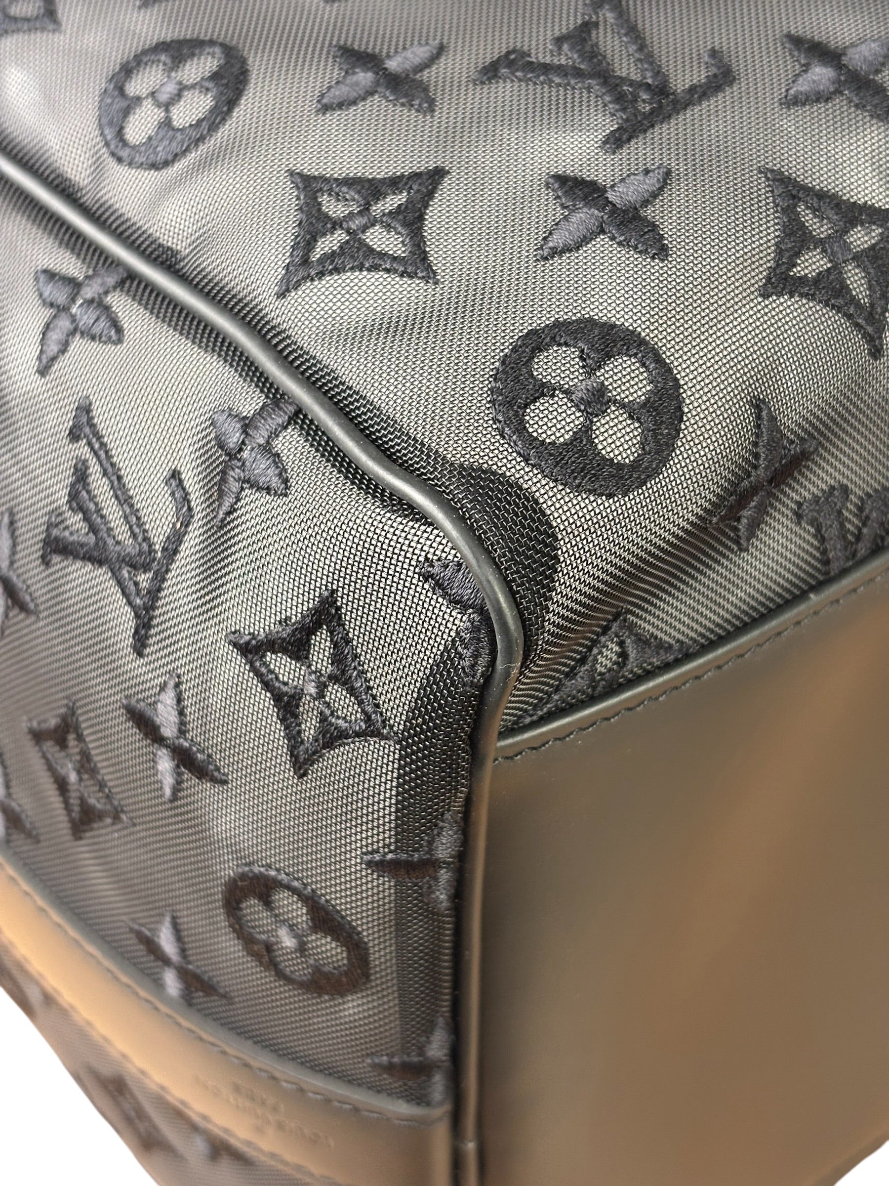 Louis Vuitton x Virgil Abloh Black Leather Trim Monogram Keepall 50