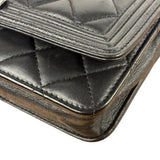 Chanel Black Quilted Lambskin Boy Flap Wallet On Chain 2014