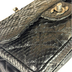 Chanel Black Python Leather Kiss-Lock Flap Bag 2015
