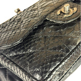 Chanel Black Python Leather Kiss-Lock Flap Bag 2015