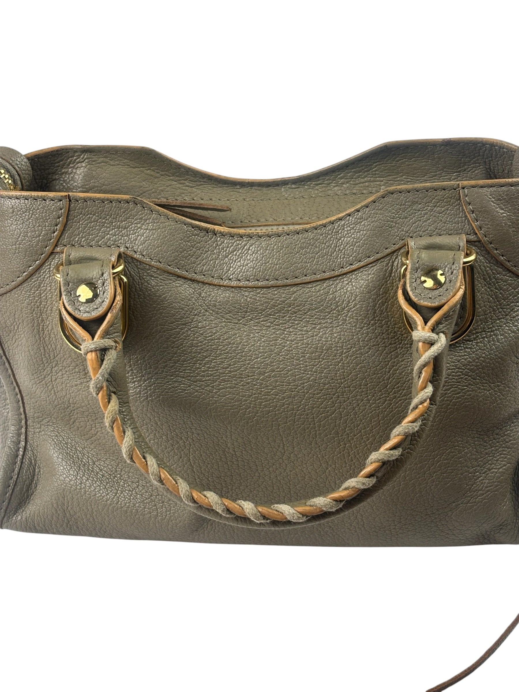 Balenciaga Gris Taupe Leather Mini Metallic Edge City Two-Way Bag