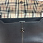 Burberry Vintage Black Leather Flap Shoulder Bag