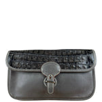 Gucci Vintage Grey Leather Flap Clutch