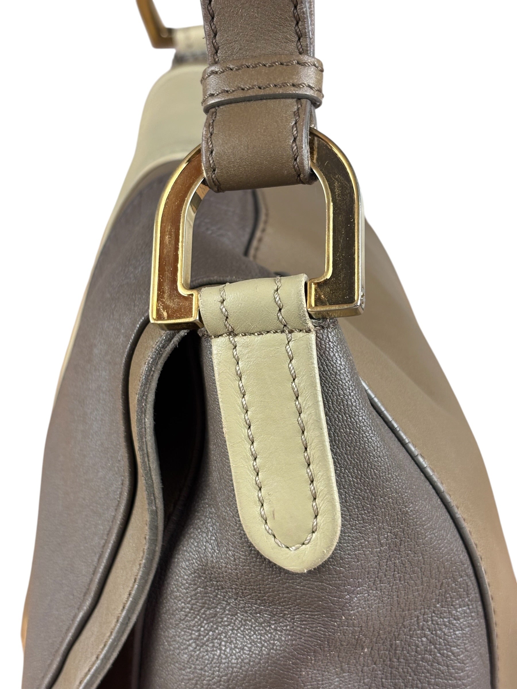 Fendi Colorblock Leather Two-Way Flap Bag