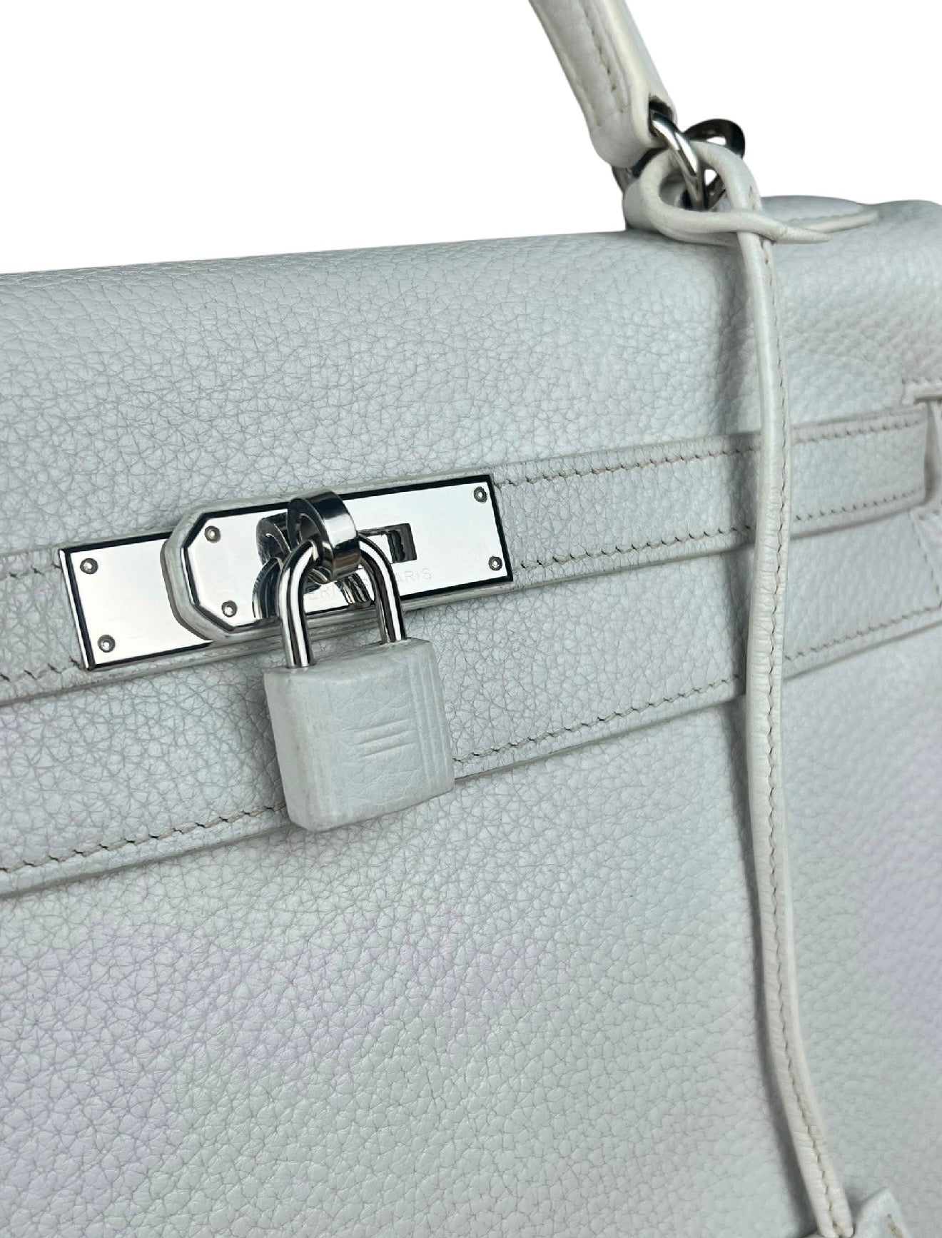 Hermes Kelly 32 White Clemence Leather Handbag 2008