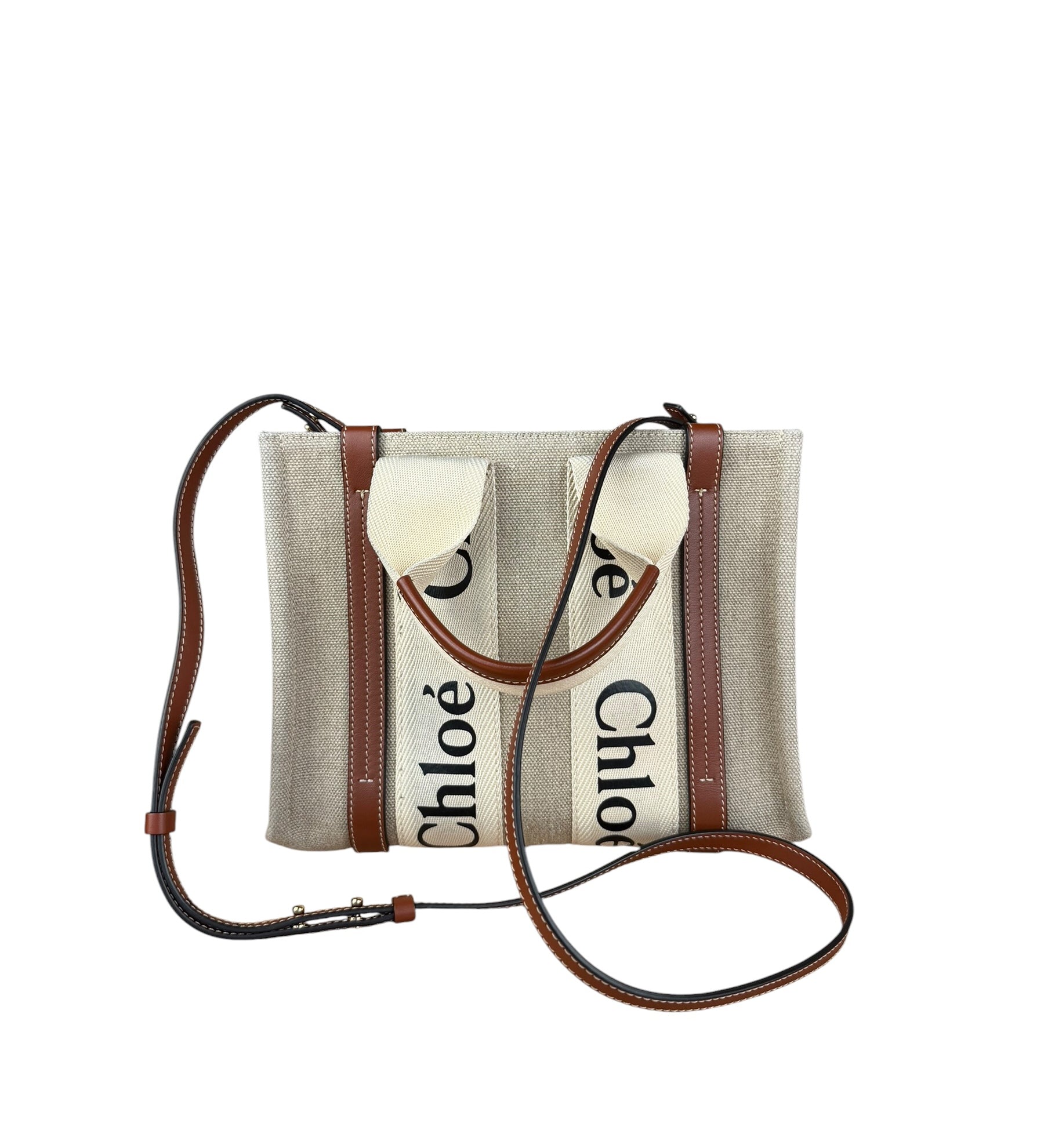 Chloé Beige Canvas S Woody Tote