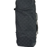 Gucci Black Leather Trim GG Horsebit Shoulder Bag