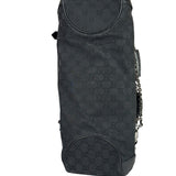 Gucci Black Leather Trim GG Horsebit Shoulder Bag