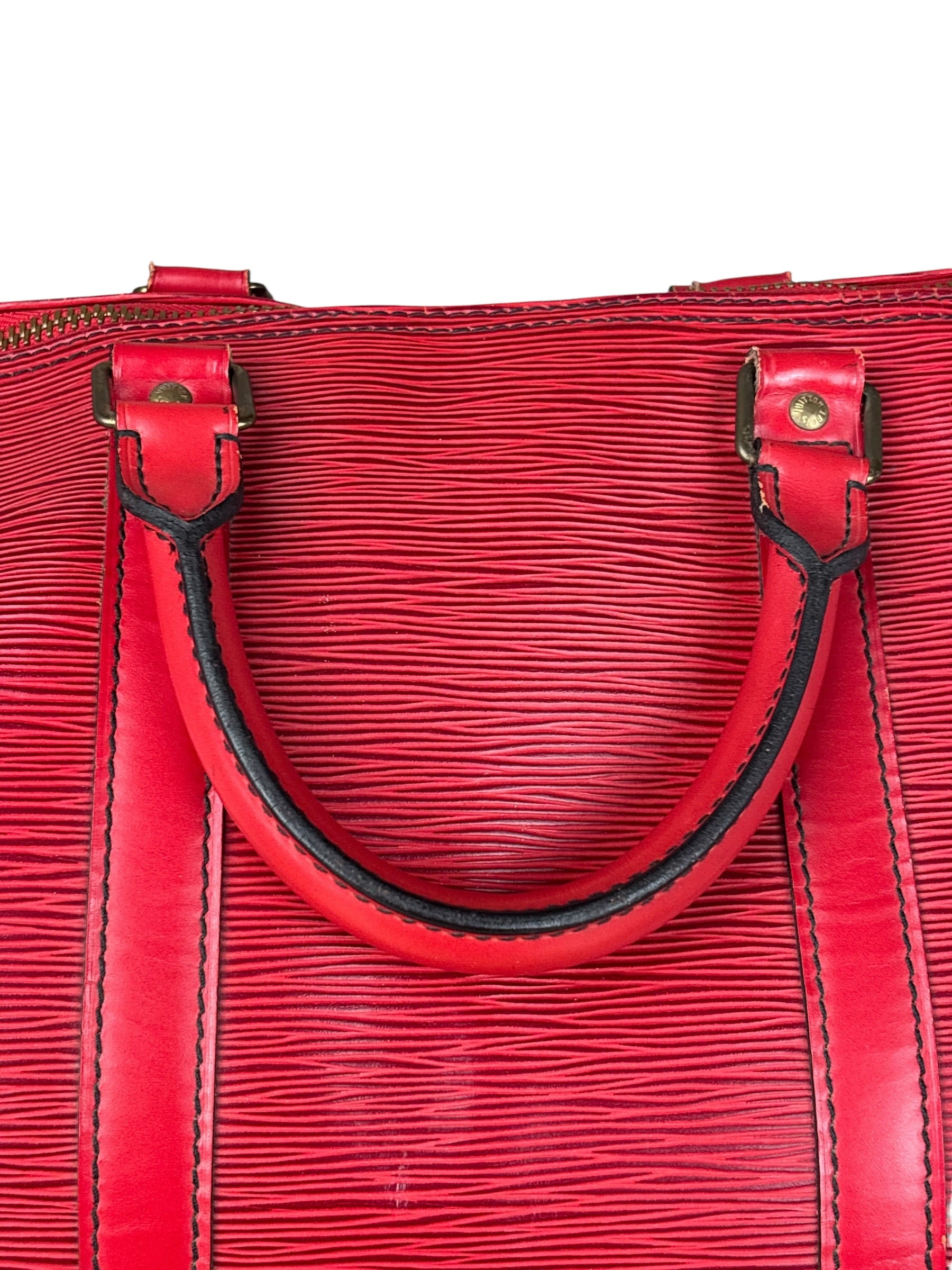 Louis Vuitton Red Epi Keepall Duffel Hand Bag