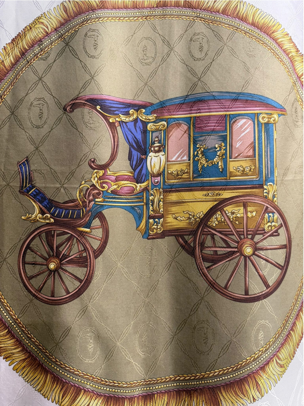 Trussardi Equestrian Carriage Print Silk Square Scarf