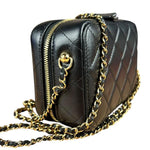 Chanel Mini Golden Plate Quilted Vanity Bag