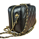 Chanel Mini Golden Plate Quilted Vanity Bag