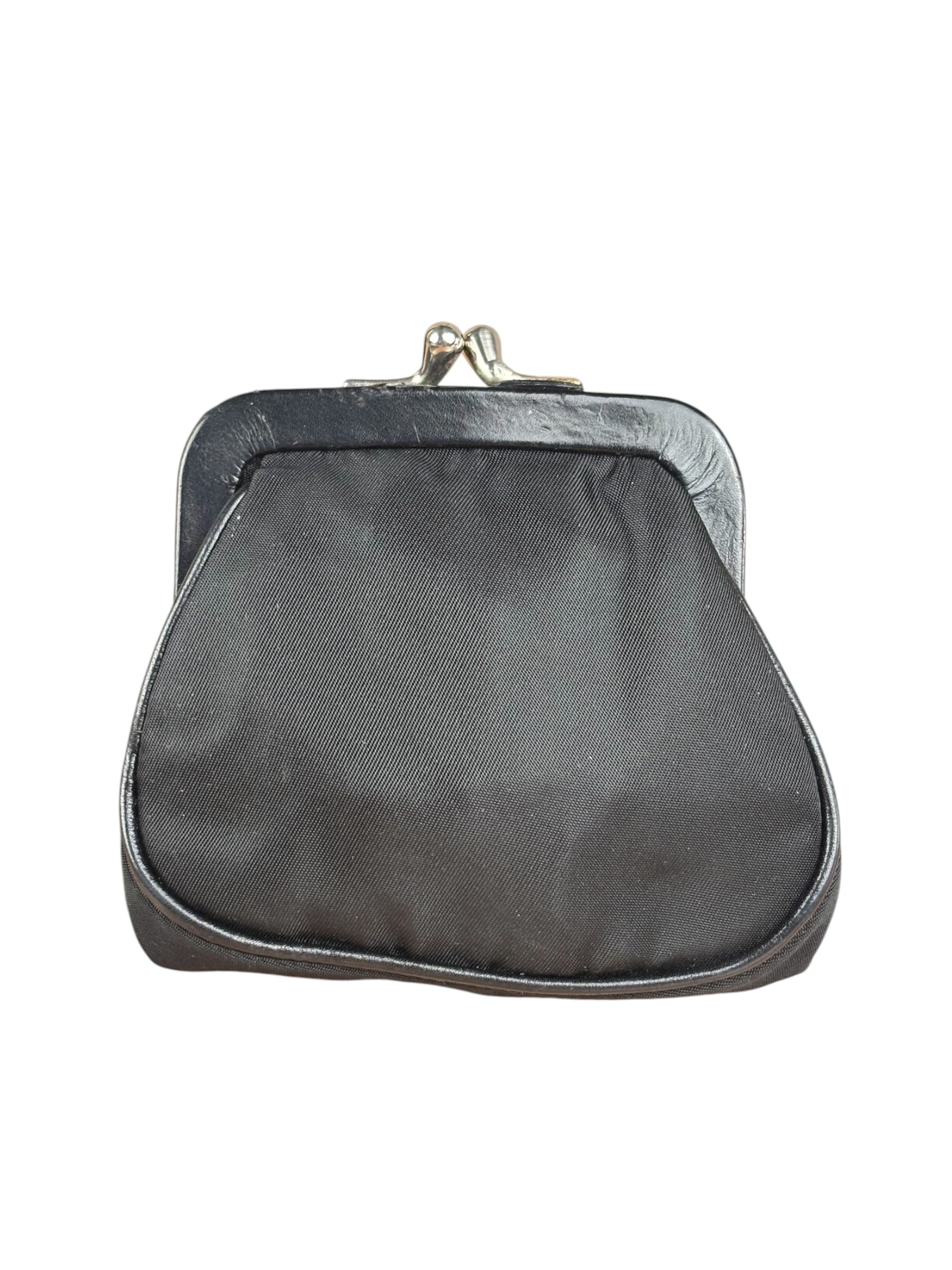 Prada Black Tessuto Nylon Leather Trim Liss-Lock Coin Bag