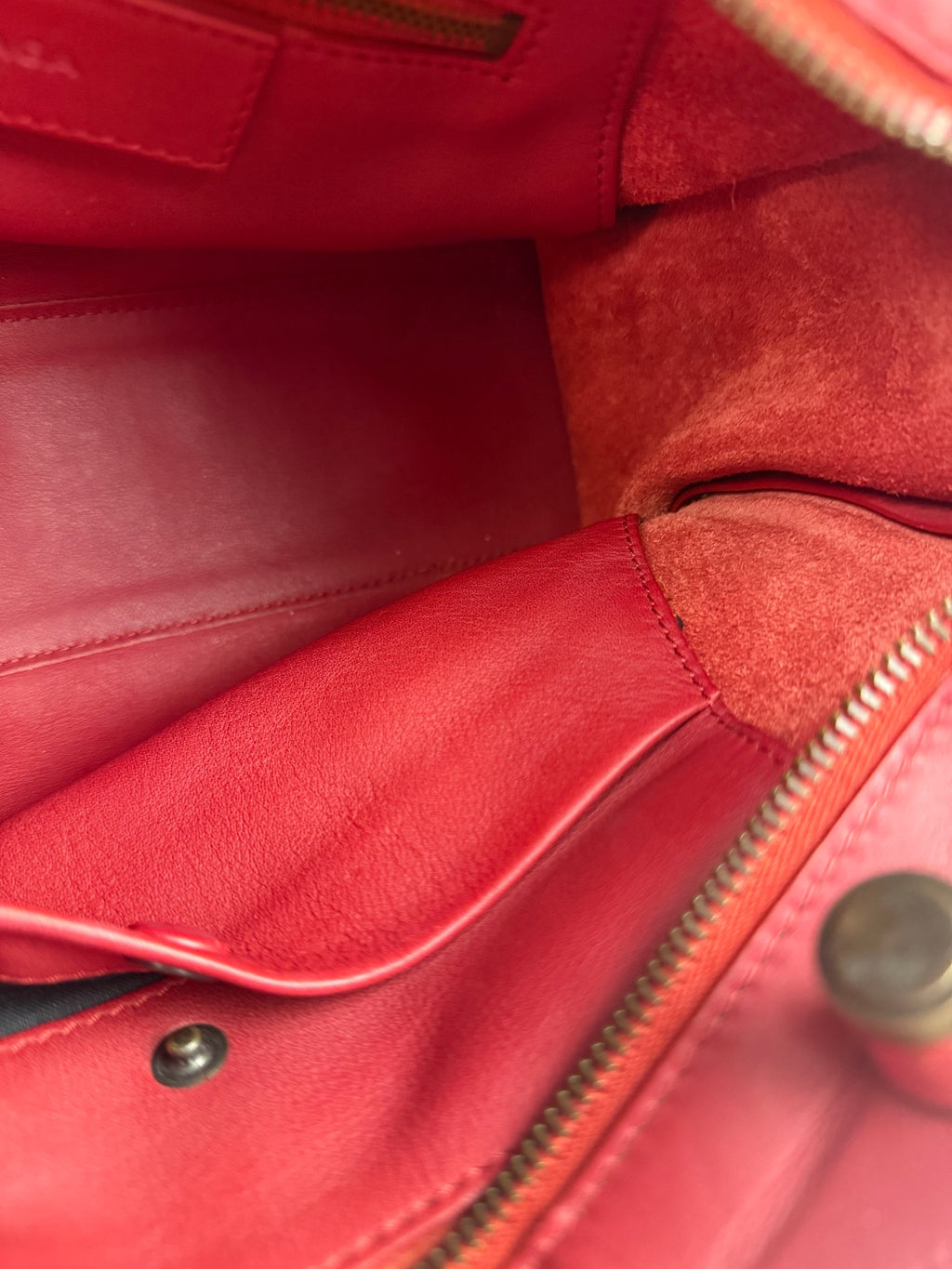 Balenciaga Red Leather Blackout City Two-Way Bag