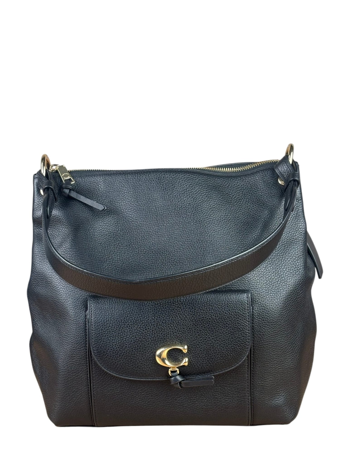 Coach Black Pebbled Leather Tabby Hobo