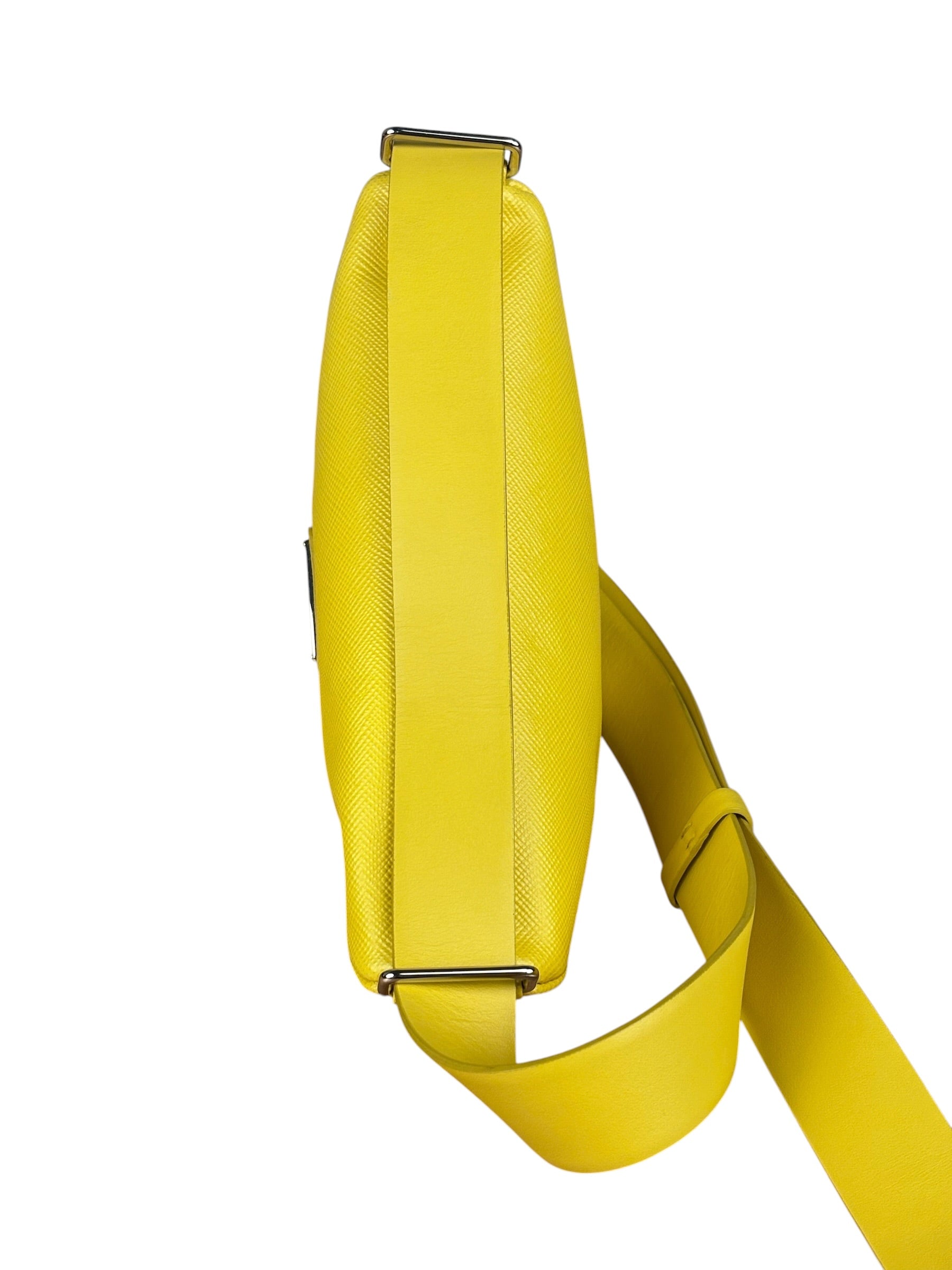 Prada Yellow Saffiano Leather Triangle Shoulder Bag