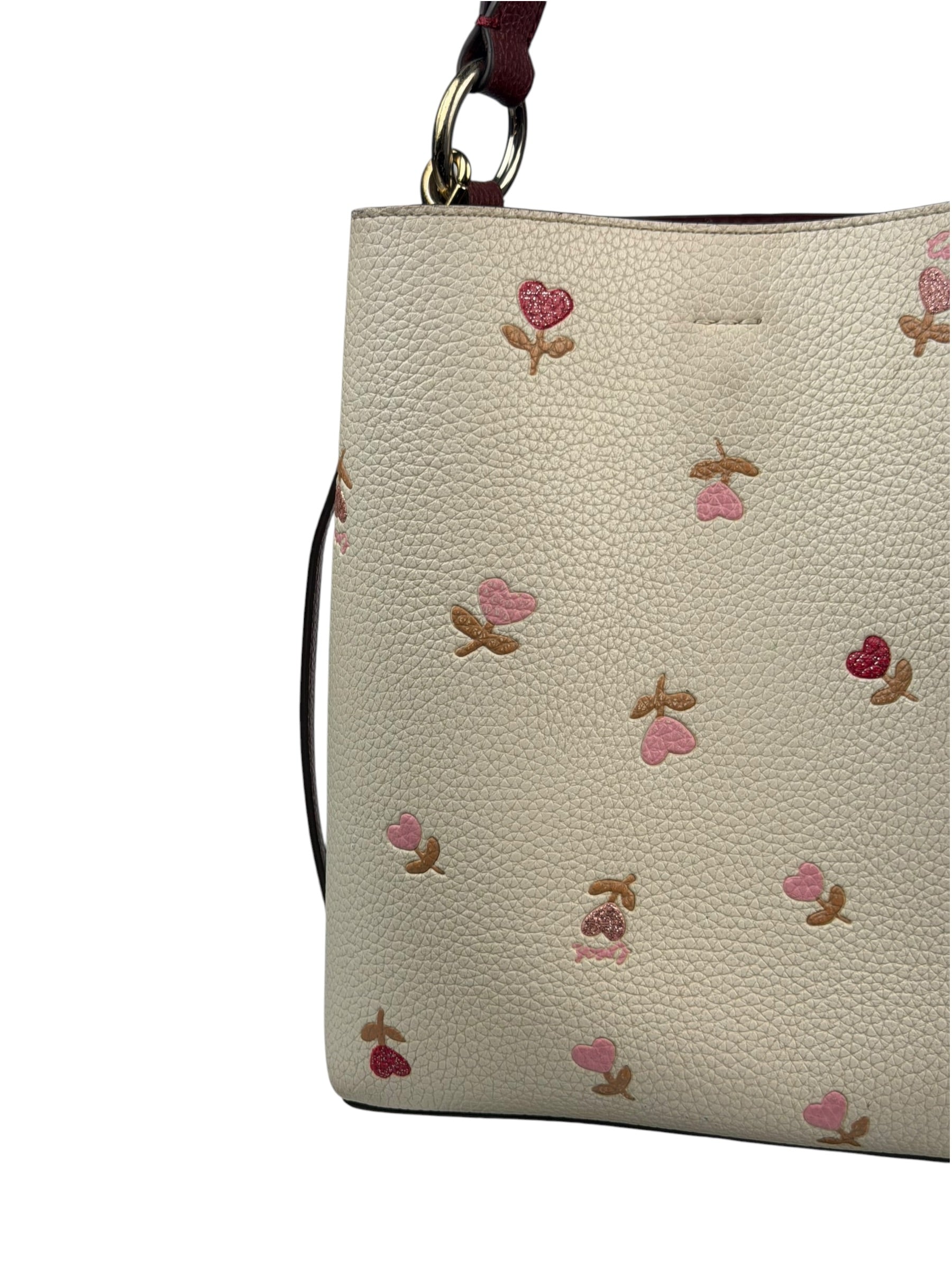 Coach Cream/Burgundy Small Town Bucket Bag