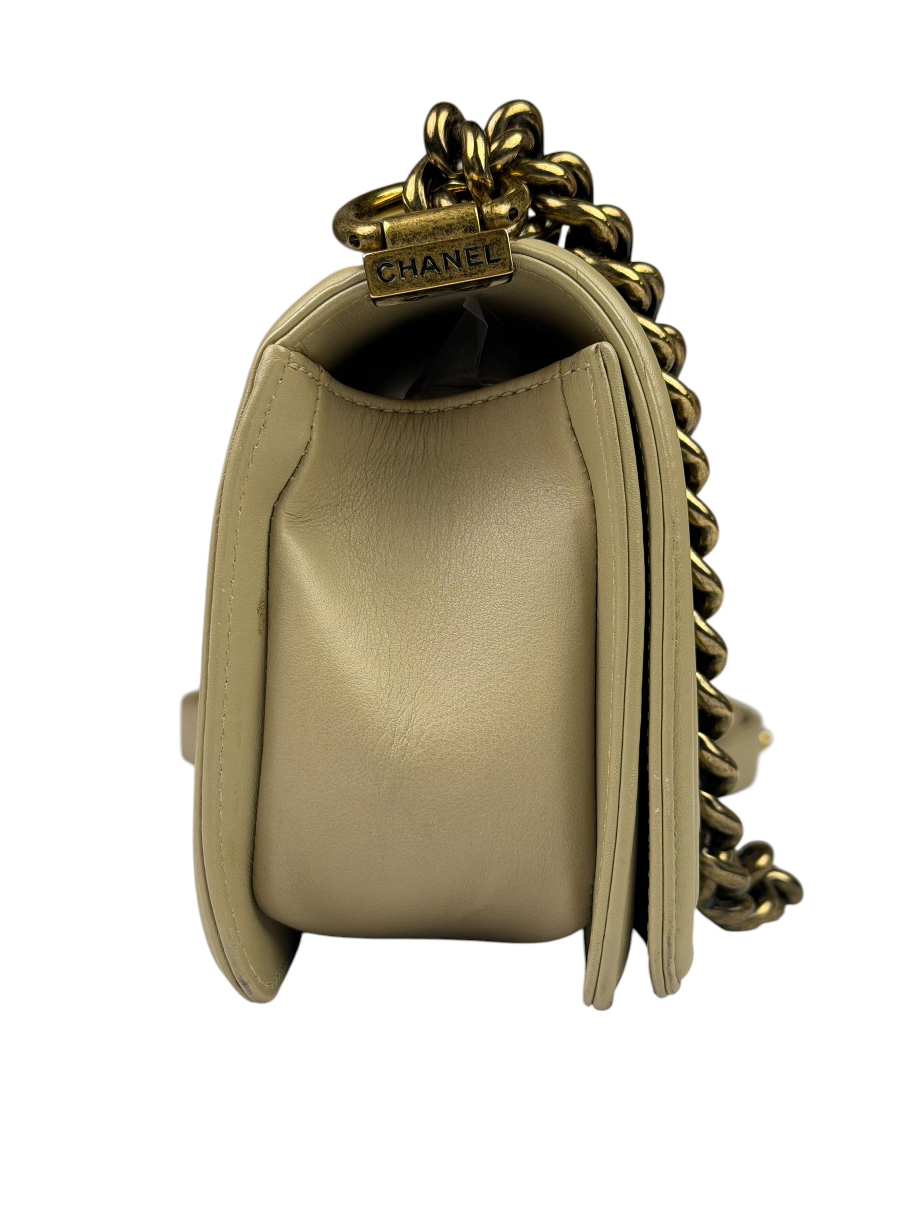 Chanel Beige Leather Boy Stingray Flap Bag 2013