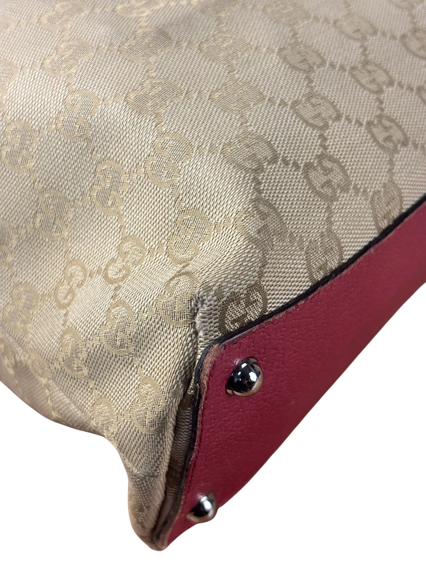 Gucci Vintage GG Canvas Pink Trim Shoulder Bag
