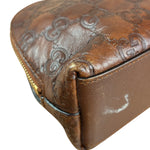 Gucci Vintage Brown Leather GG Zip Pouch