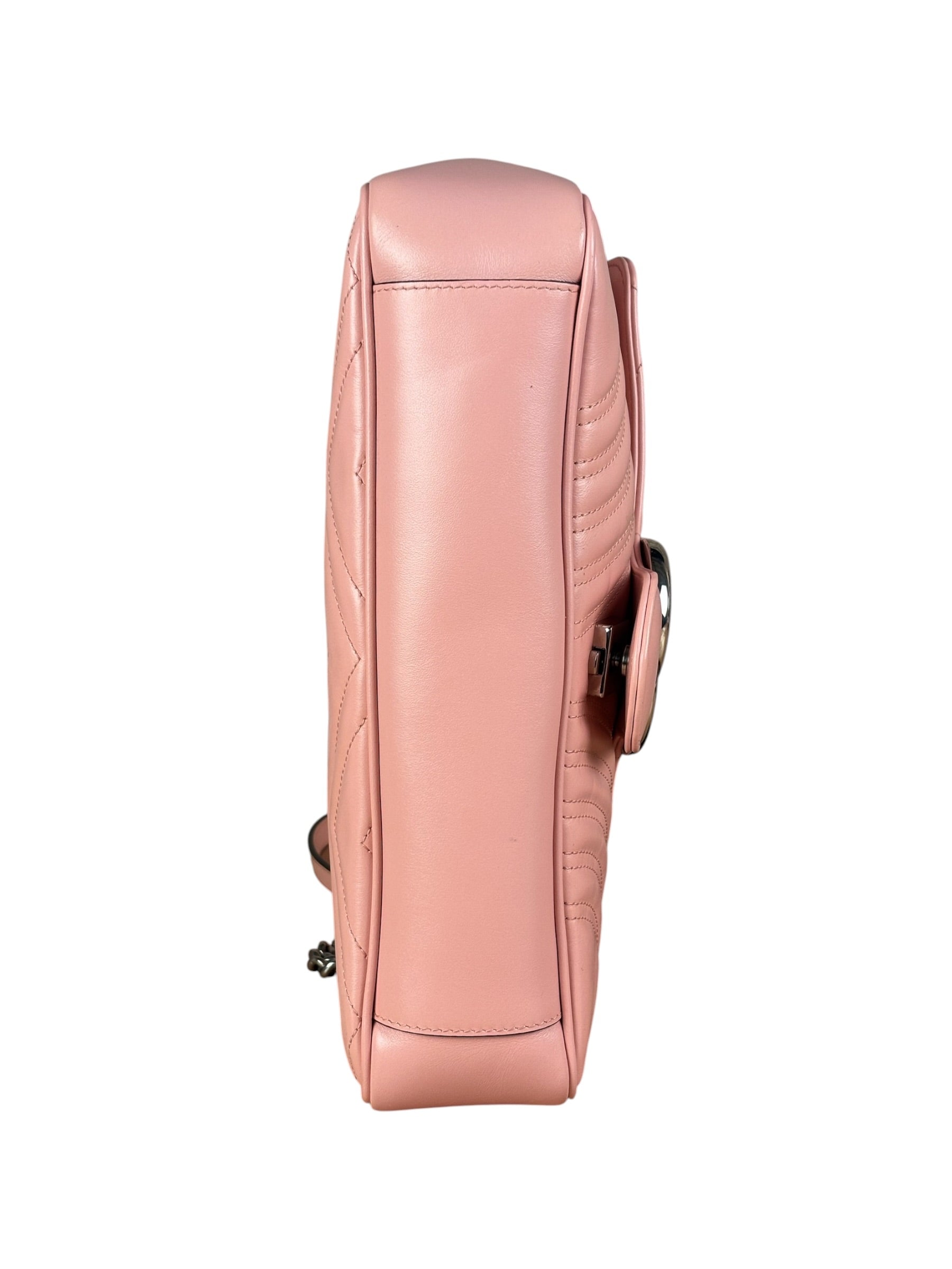 Gucci Pink Leather GG Marmont Shoulder Bag