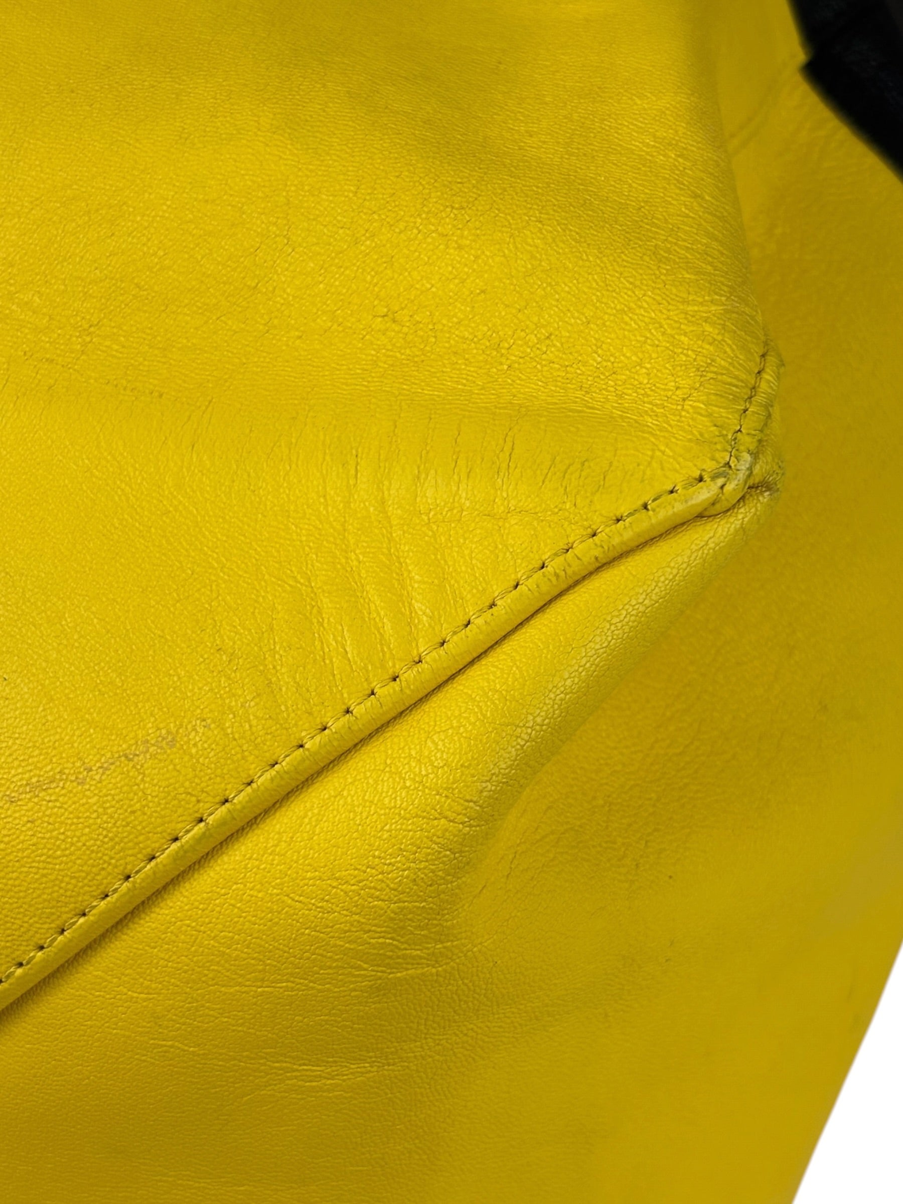 Celine Yellow/Black Leather Horizontal Cabas Tote