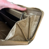 Gucci Bronze Metallic Leather Bamboo Long Zippy Wallet