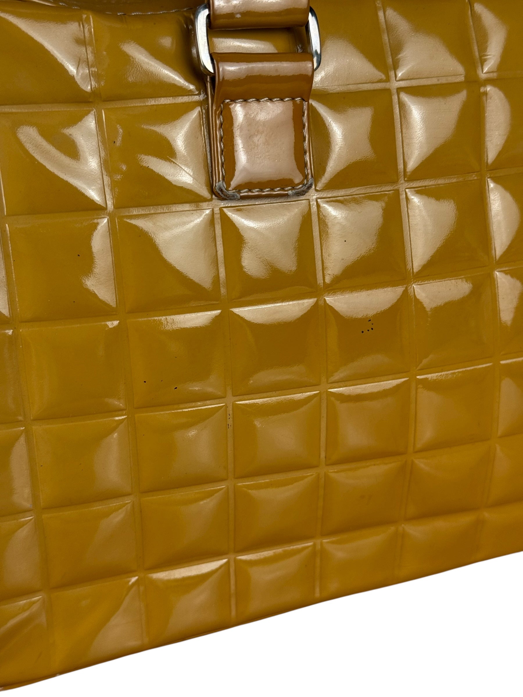 Chanel Vintage Patent Chocolate Bar Bowler Bag