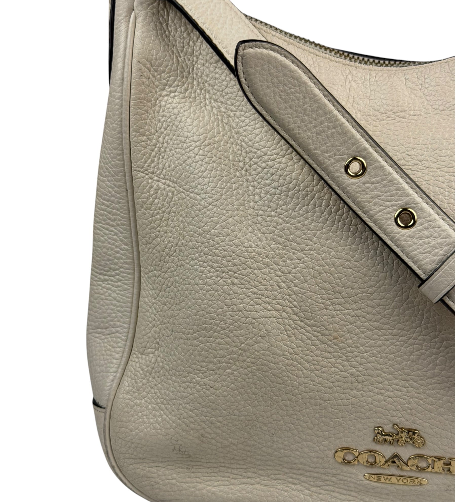Coach Cream Pebbled Leather Hobo Bag