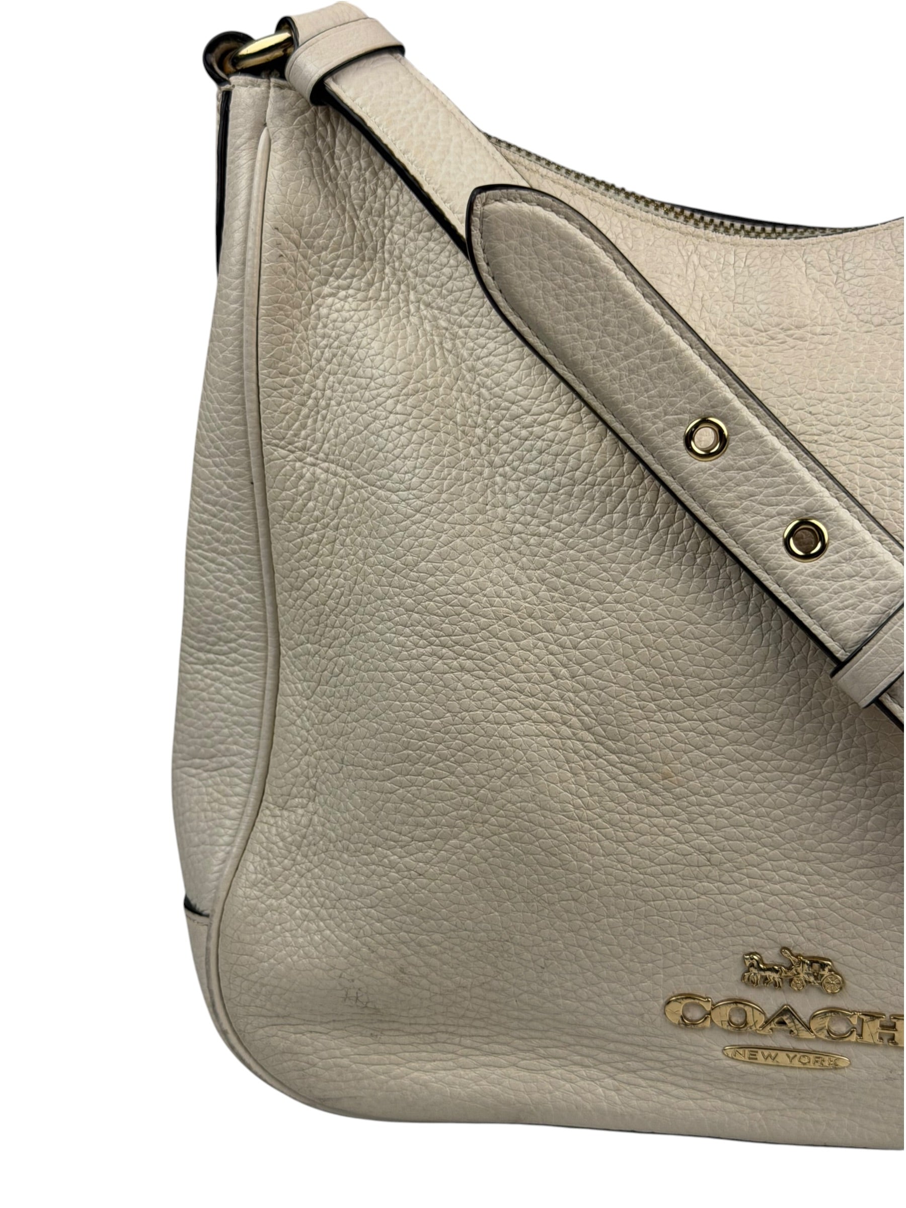 Coach Cream Pebbled Leather Hobo Bag