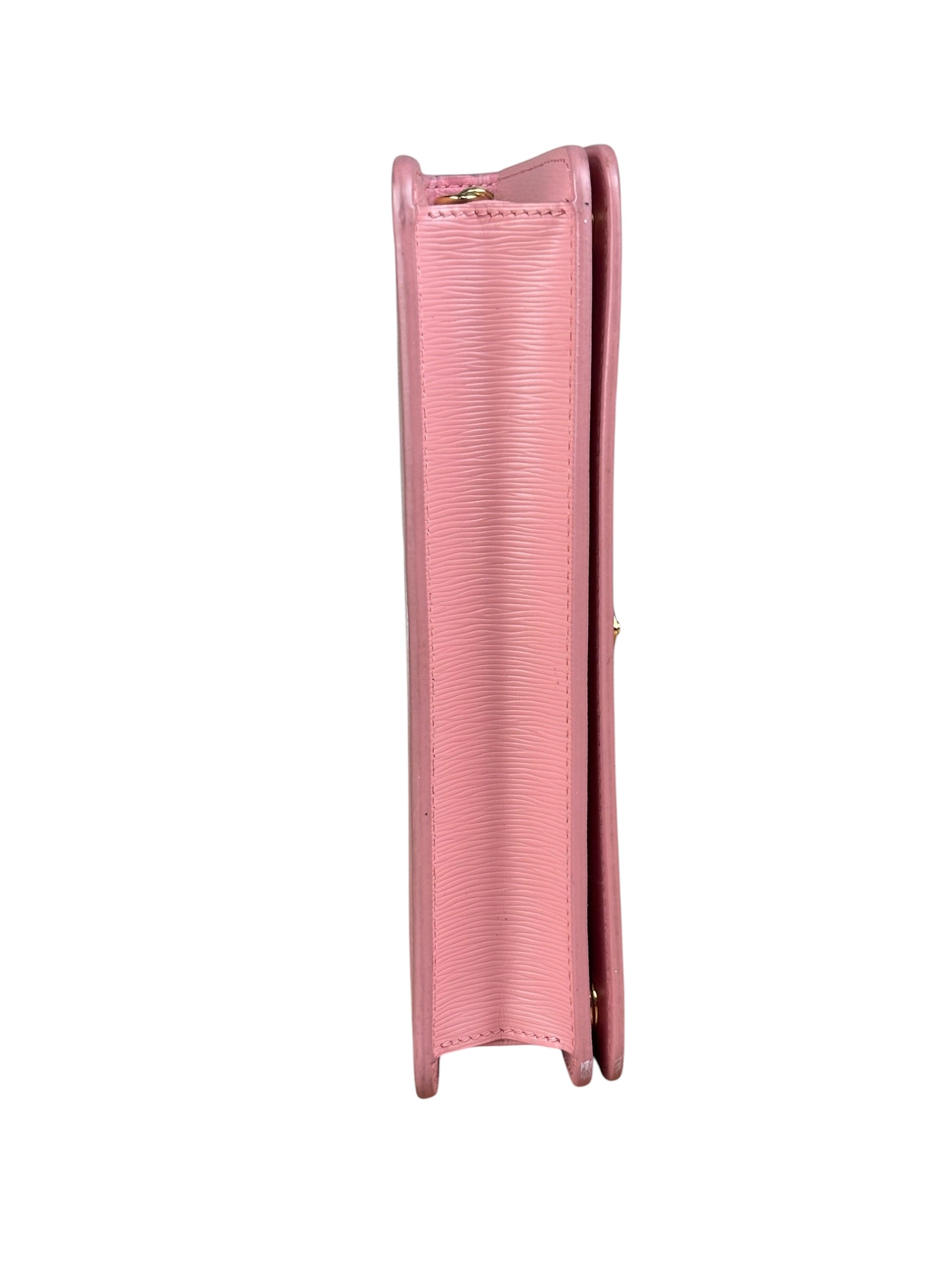 Prada Pink Saffiano Leather Wallet On Chain