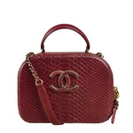 Chanel Burgundy Python Quilted Leather Vanity Two-Way Bag 2017