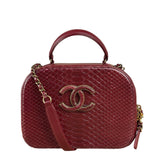 Chanel Burgundy Python Quilted Leather Vanity Two-Way Bag 2017