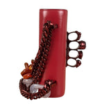 Alexander McQueen Red Leather Mini Jeweled Knuckle Shoulder Bag