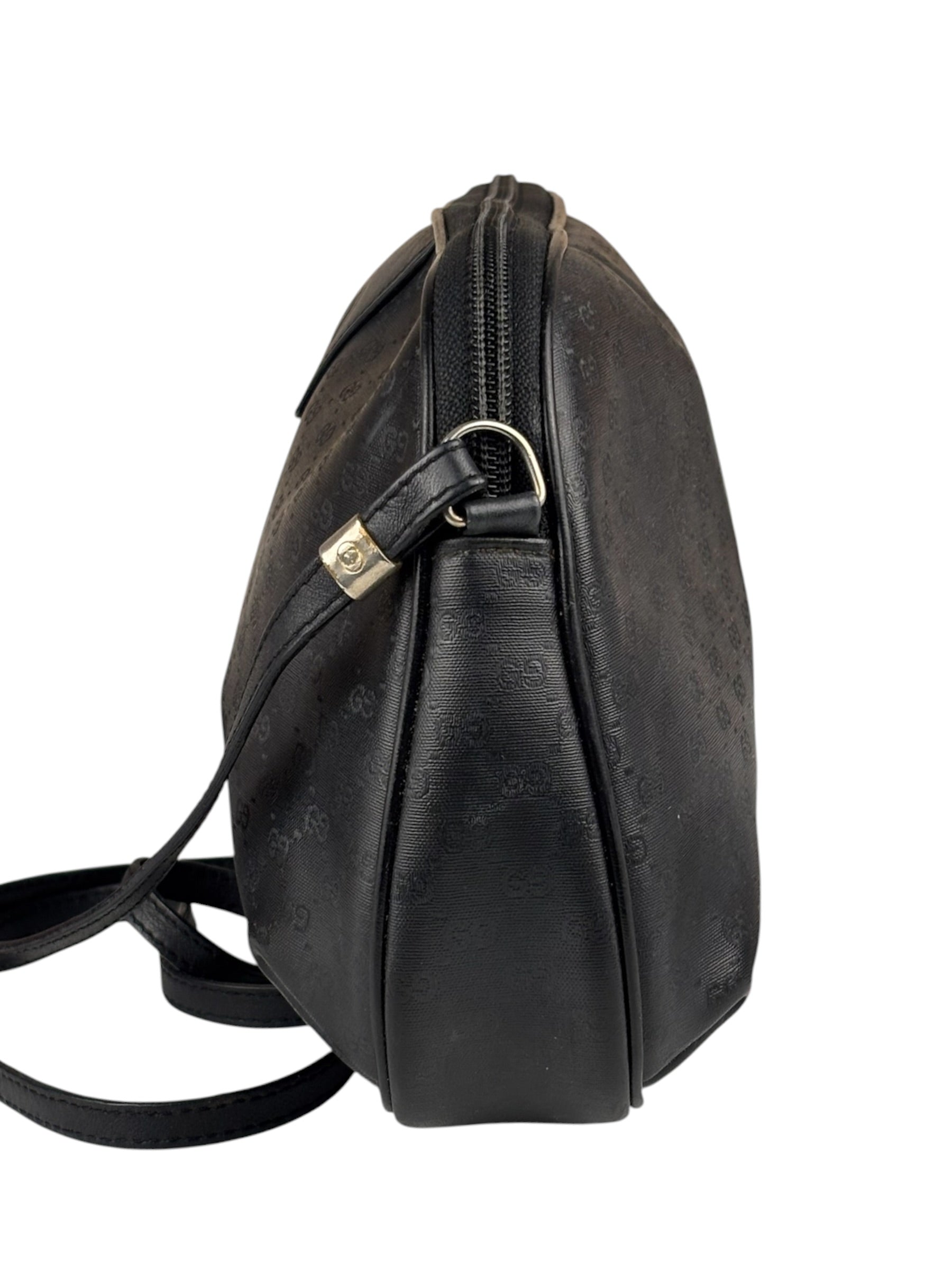 Gucci Vintage Micro GG Black Leather Shoulder Bag