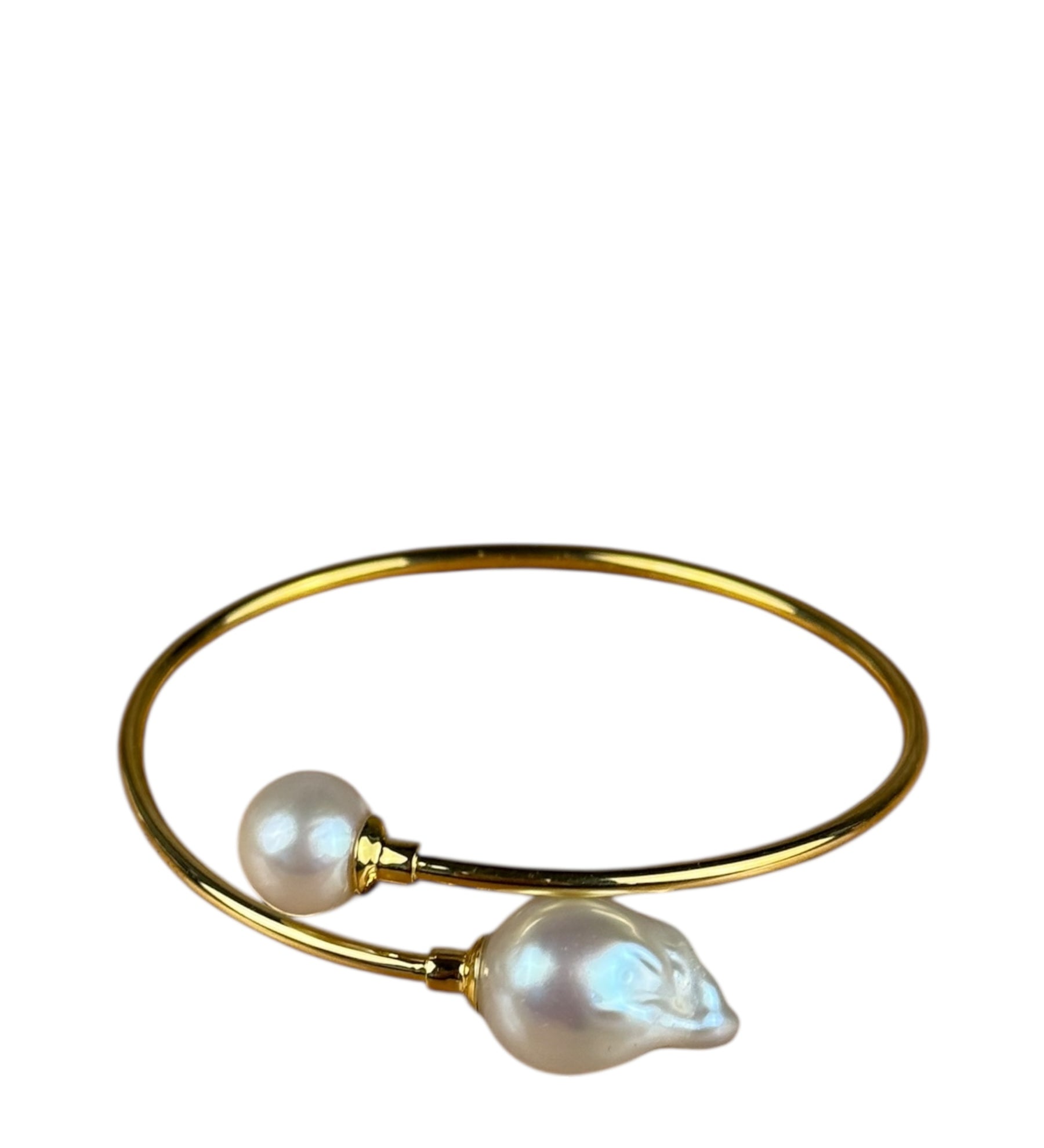 Gold-Toned Real Pearl Wrap Bangle Bracelet