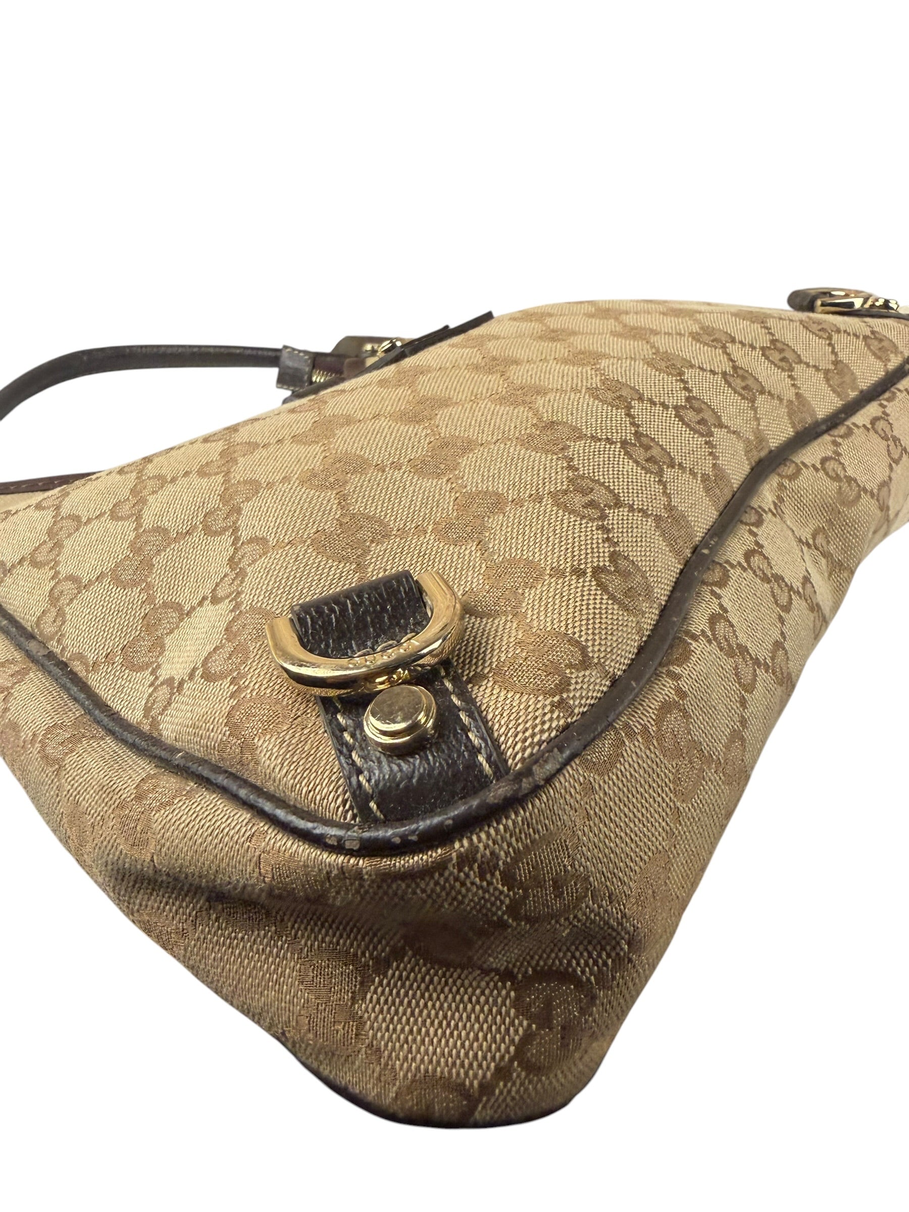 Gucci Brown Leather Trim Abbey D Ring Shoulder Bag