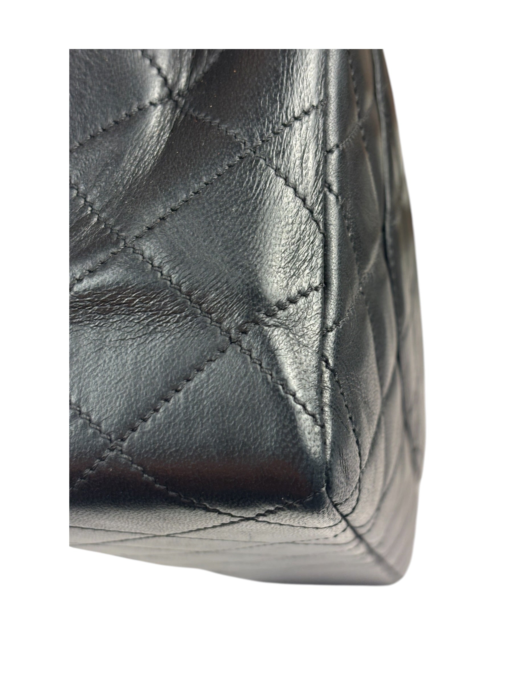 Chanel Vintage Black Quilted Leather Double Flap Bag 1995