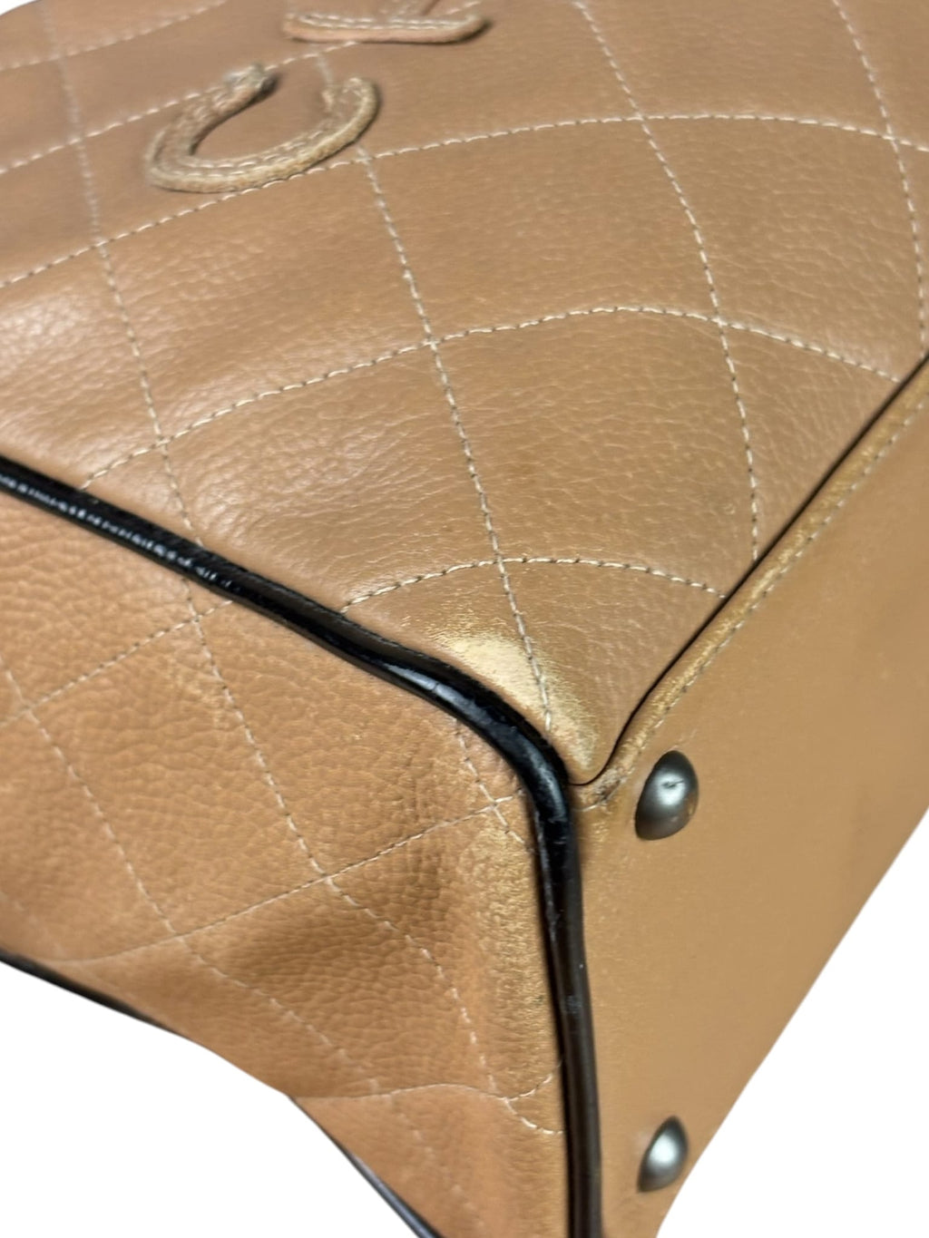 Chanel Beige/Black Quilted Leather Small Boston Bag 2000