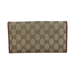 Gucci Vintage Burgundy Leather Trim GG Canvas Continental Wallet
