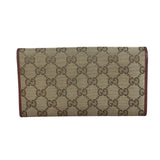 Gucci Vintage Burgundy Leather Trim GG Canvas Continental Wallet