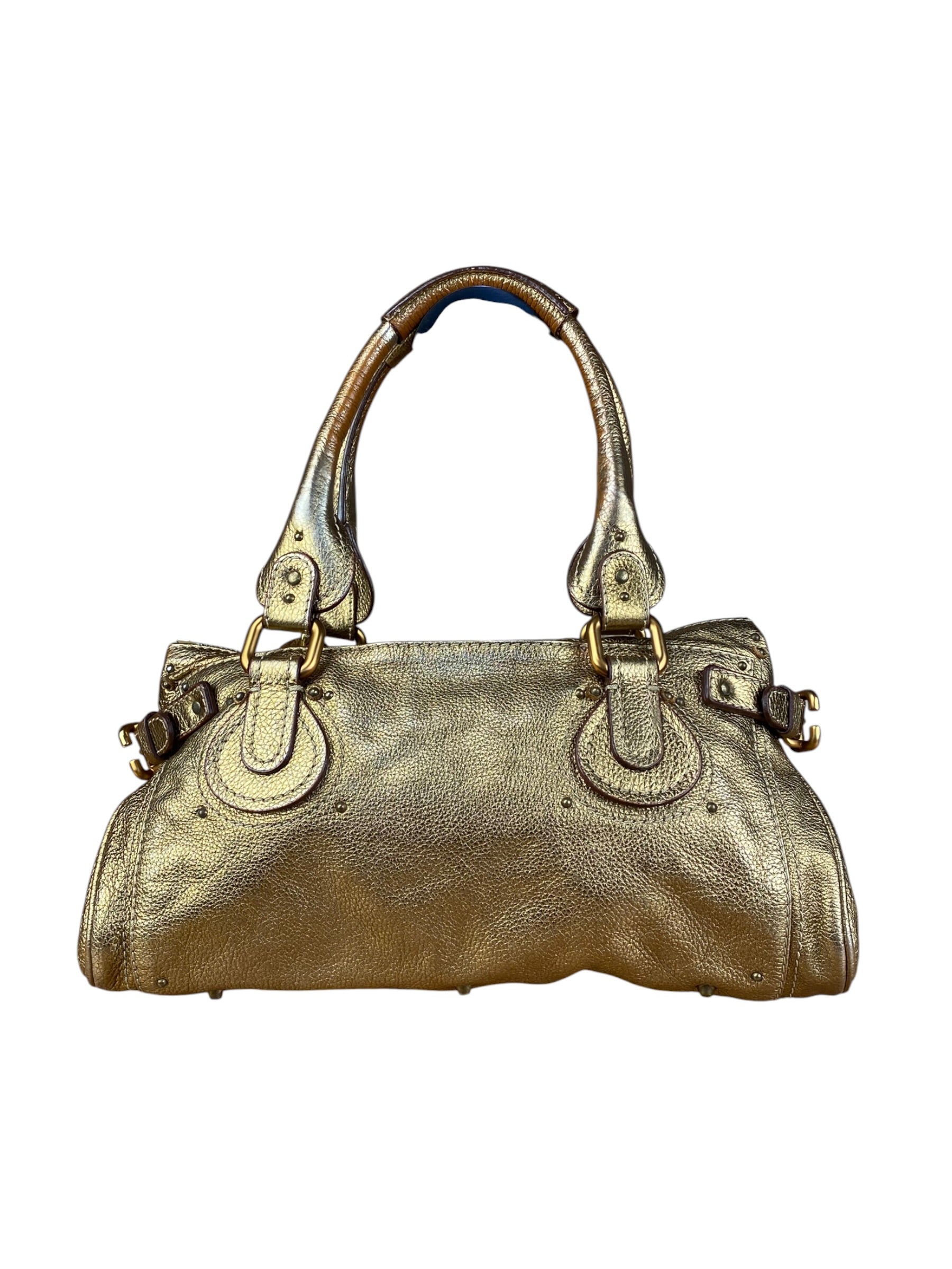Chloé Vintage Gold Metallic Paddington Bag