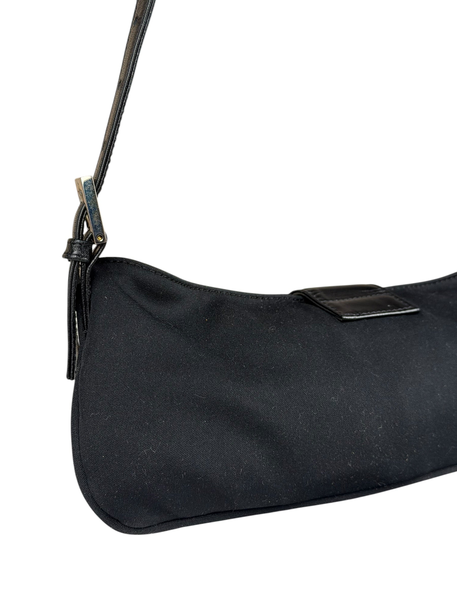 Fendi Black Nylon Mamma Baguette Shoulder Bag