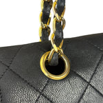 Chanel Black Quilted Leather Full Flap Chain Bag 1986
