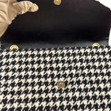 Chanel Houndstooth Tweed Heart Chain Flap Bag 2024